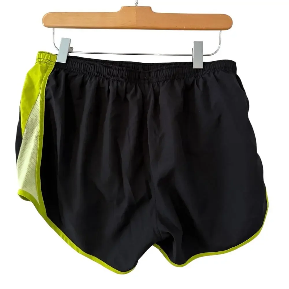 Nike Dri Fit Running Shorts Black Lime Green M